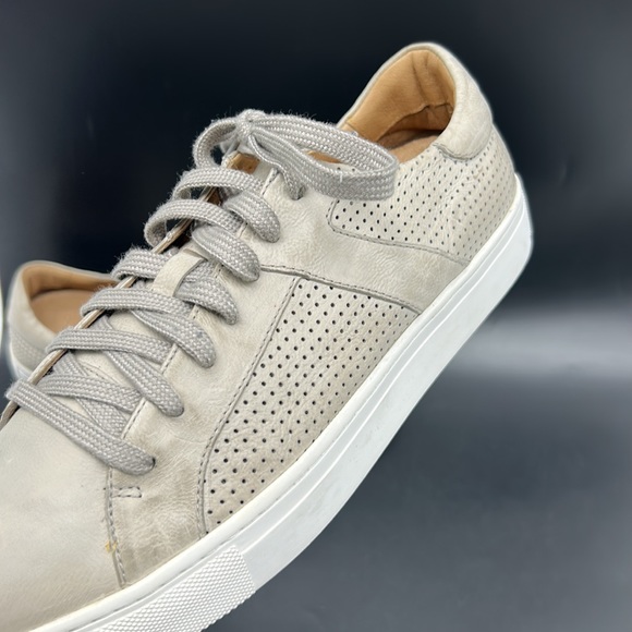TRASK AARON GRAY PERFORATED LEATHER MENS SNEAKERS - Picture 8 of 9